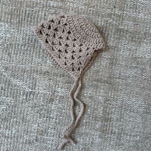 Handmade Tan Crochet Baby Bonnet